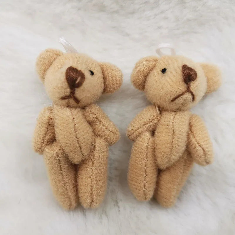 2pcs/bag 4CM Bare Bear Teddy Bear Plush Toys Simulation Cartoon Mini Articulated Bear Doll Mobile Phone Pendant Doll Kids Toys