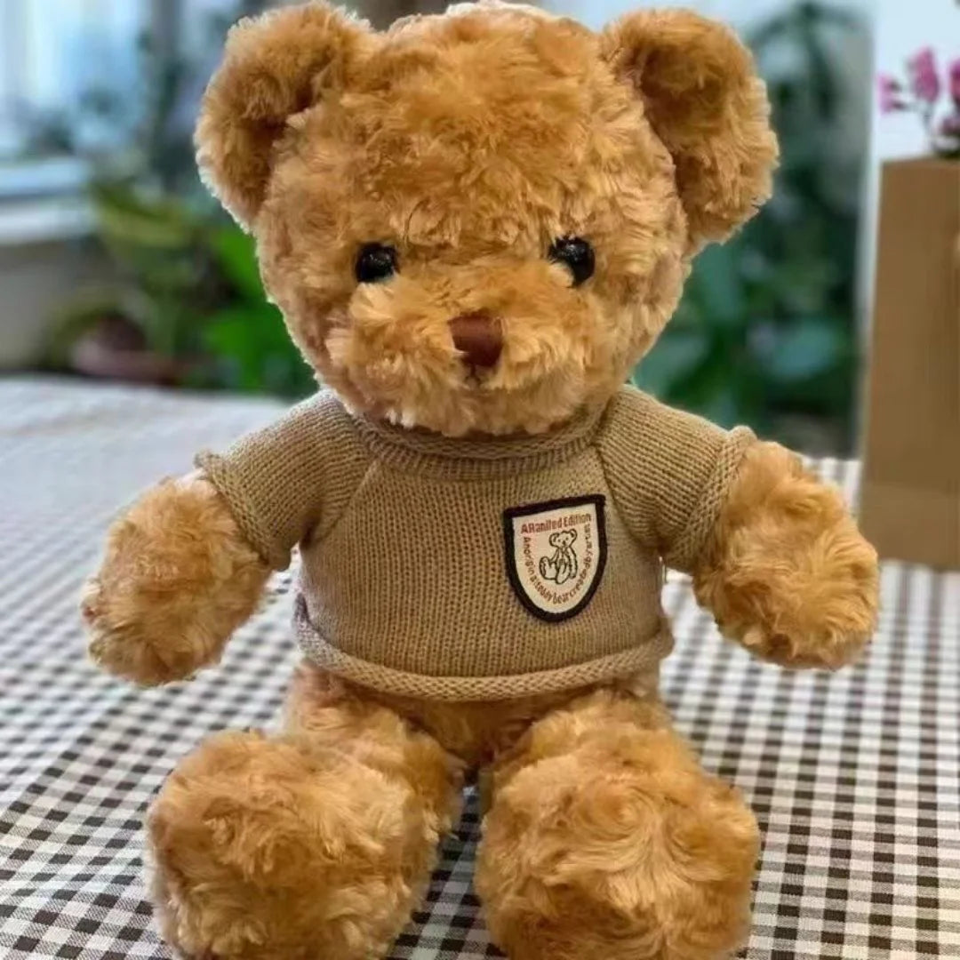 30cm Cute Teddy Bear Plush Toy Wearing Sweater Adorable Stuffed Animal with Soft Sweater Teddy Bear Perfect Gift for Kids