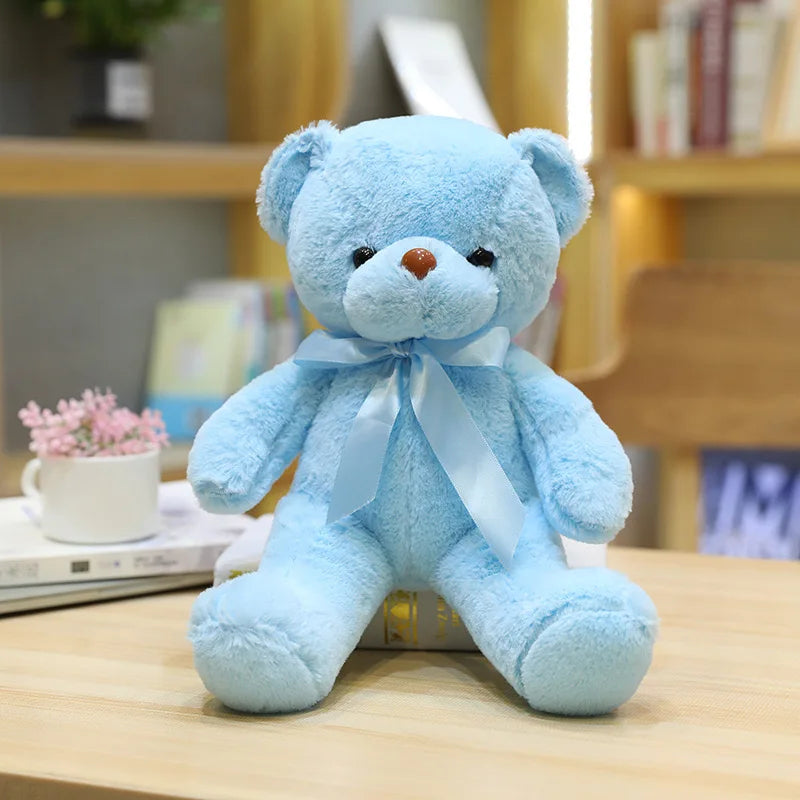 30cm Colourful Bow Bear Plush Toys Stuffed Teddy Bear Soft Colors Animals Doll Wedding Birthday Christmas Gifts Festival Deco