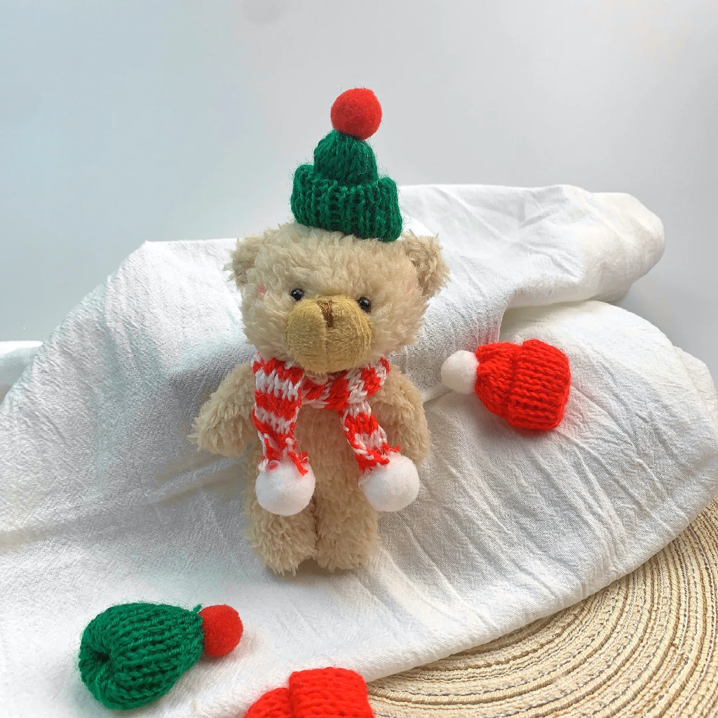 10pcs Bear Plush Toys Keychain Cute Christmas Bear Stuffed Plush Doll KeyChain Soft Backpack Keychain Girl Keyring Children Gift