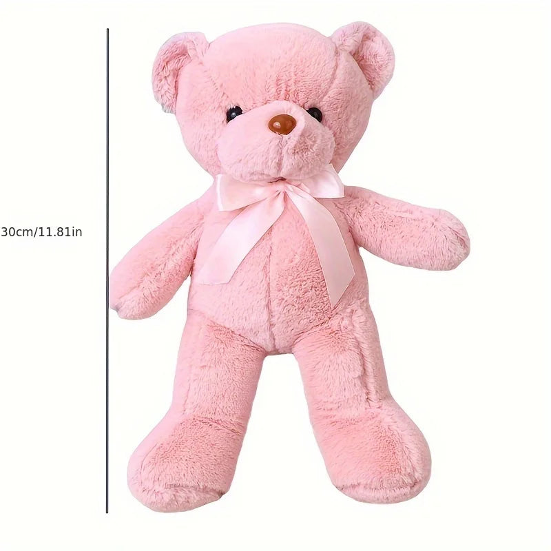 1pc Multicolored Ribbon Teddy Bear Plush Toy Soft Animal Dolls Birthday Party Wedding Home Decoration Room Decor Christmas Gift