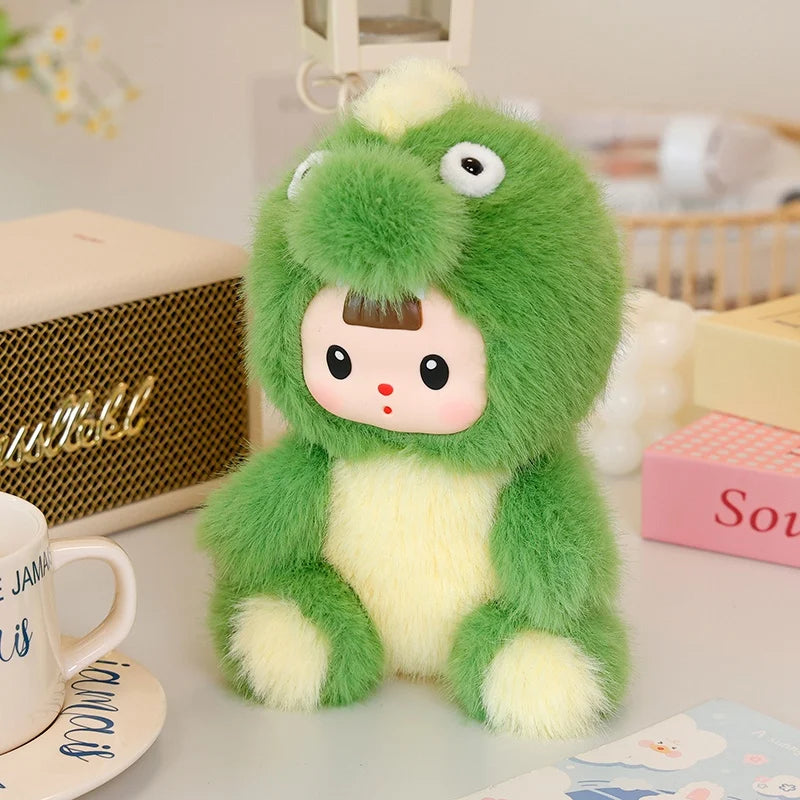 17cm Cute Creative Dinosaurs Plush Toy Little Dinosaur Raccoon Cat Rabbit Urbanvinyl Doll Animal Strawberry Cat Doll Kids Gifts