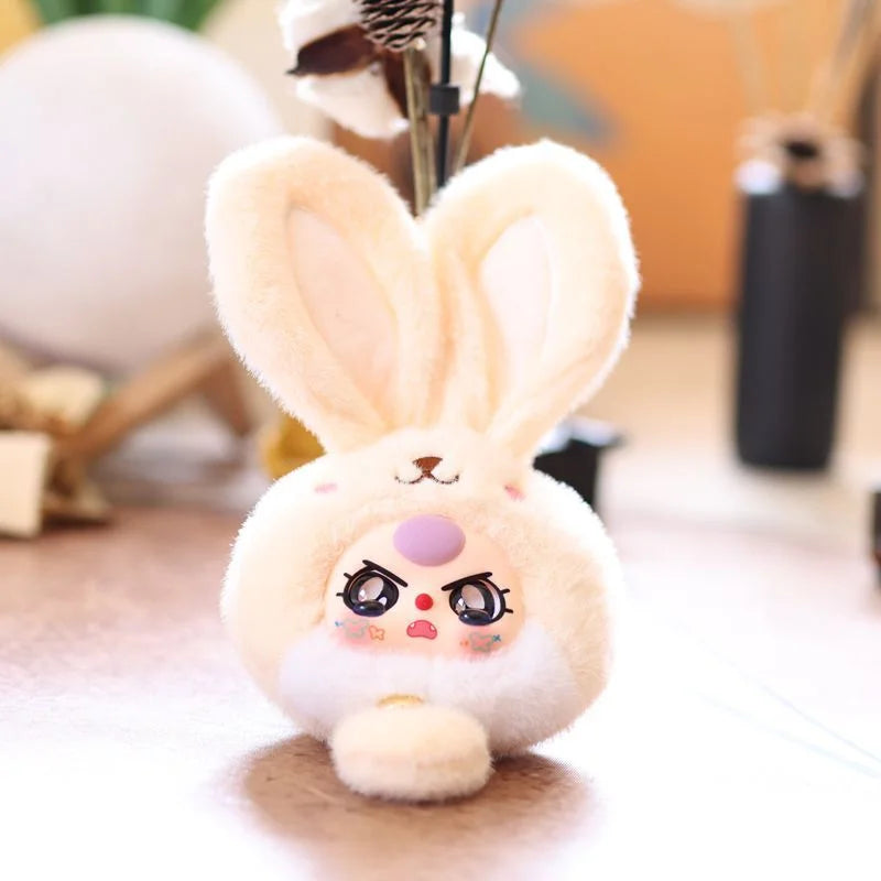 20cm Adorable Rabbit Plush Toys A Rabbit Doll with Bell Brightly Colored Vinyl Dolls Kids Toys Home Decor Girls Birthday Gifts
