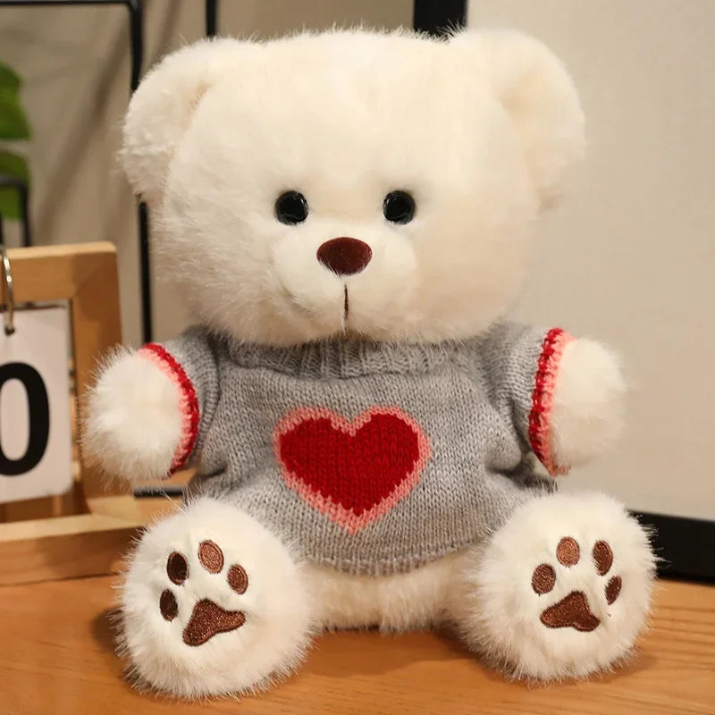 20cm Good Quality Heart Sweater Bear Plush Toys Boys Girls Lovely Cartoon Animals Stuffed Dolls  Christmas Birthday Present