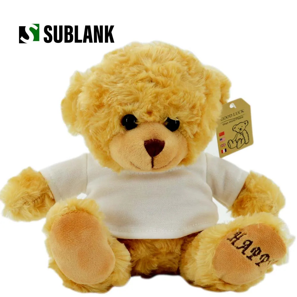 2pcs/Lot Lovely Gifts Customized Logo Animal Toys Sublimation Stuffed Teddy Bear with T-Shirt Cloth
