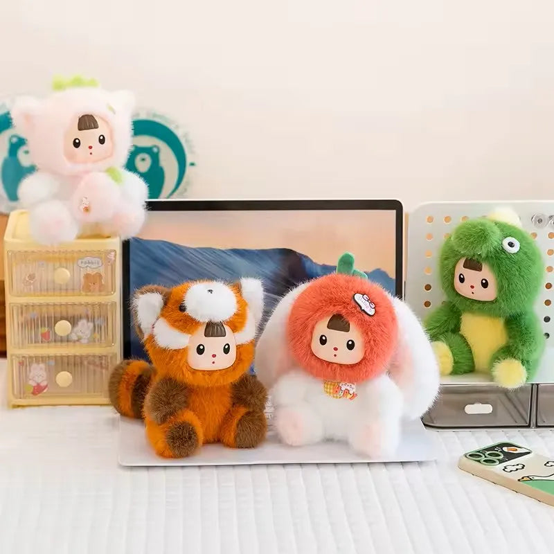 17cm Cute Creative Dinosaurs Plush Toy Little Dinosaur Raccoon Cat Rabbit Urbanvinyl Doll Animal Strawberry Cat Doll Kids Gifts