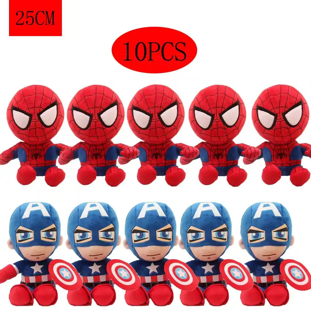 10pcs Man Spidermaned Plush Toys Movie Dolls Marvel Avengers Soft Stuffed Hero Captain America Iron Christmas Children's gifts