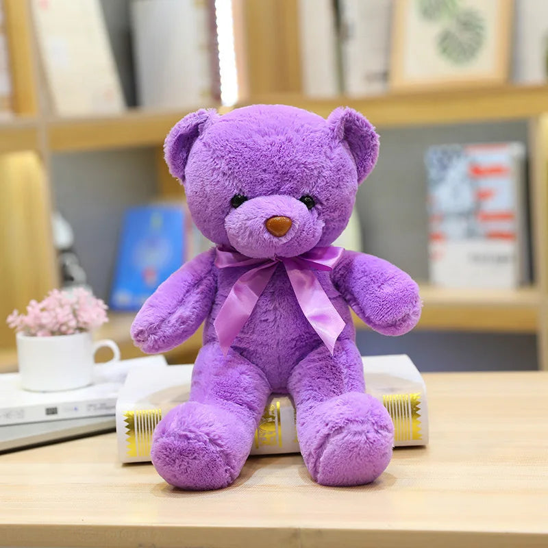 30cm Colourful Bow Bear Plush Toys Stuffed Teddy Bear Soft Colors Animals Doll Wedding Birthday Christmas Gifts Festival Deco