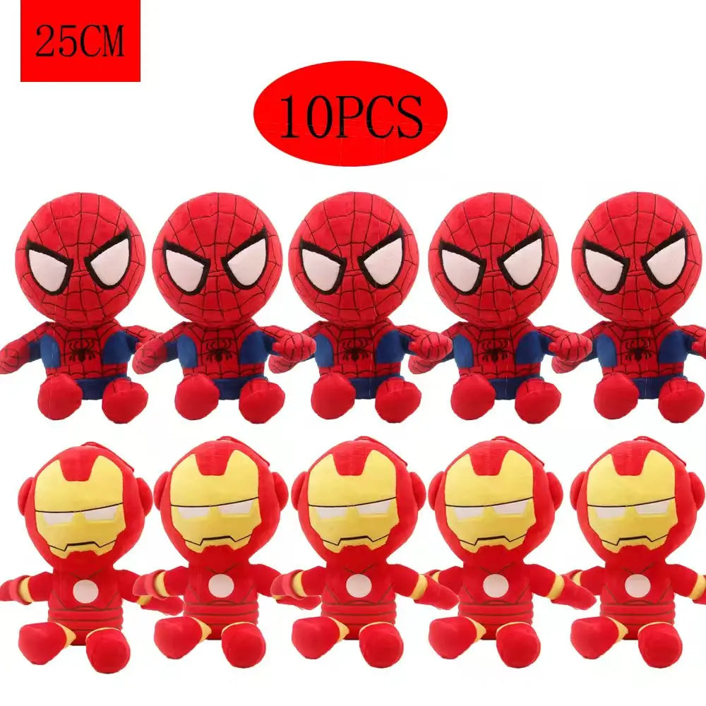 10pcs Man Spidermaned Plush Toys Movie Dolls Marvel Avengers Soft Stuffed Hero Captain America Iron Christmas Children's gifts