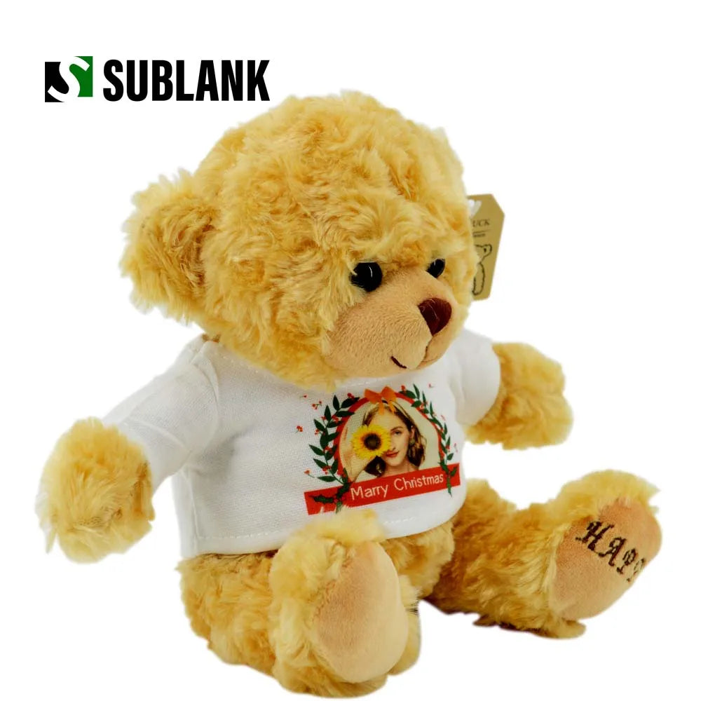 2pcs/Lot Lovely Gifts Customized Logo Animal Toys Sublimation Stuffed Teddy Bear with T-Shirt Cloth