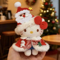 10cm/3.93in Christmas Hello Kitty Cotton Plush Doll Cloak Santa Claus Cute Stuff Backpack Accessories Collectible Ornaments Gift