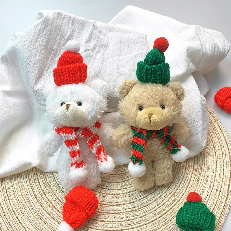 10pcs Bear Plush Toys Keychain Cute Christmas Bear Stuffed Plush Doll KeyChain Soft Backpack Keychain Girl Keyring Children Gift