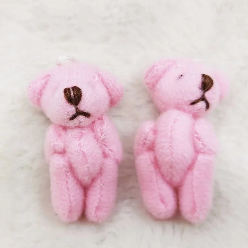2pcs/bag 4CM Bare Bear Teddy Bear Plush Toys Simulation Cartoon Mini Articulated Bear Doll Mobile Phone Pendant Doll Kids Toys