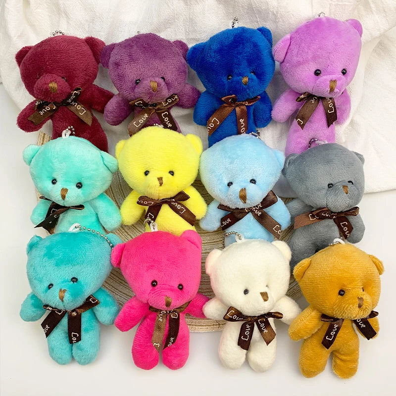 30pcs New teddy Bear Plush Doll Keychain Kawaii Colorful Bear Animal Stuffed Toys For Girl Bag Pendant Key Chain Children Gift