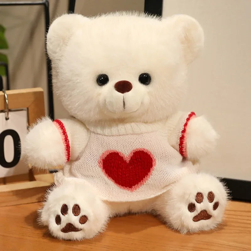 20cm Good Quality Heart Sweater Bear Plush Toys Boys Girls Lovely Cartoon Animals Stuffed Dolls  Christmas Birthday Present