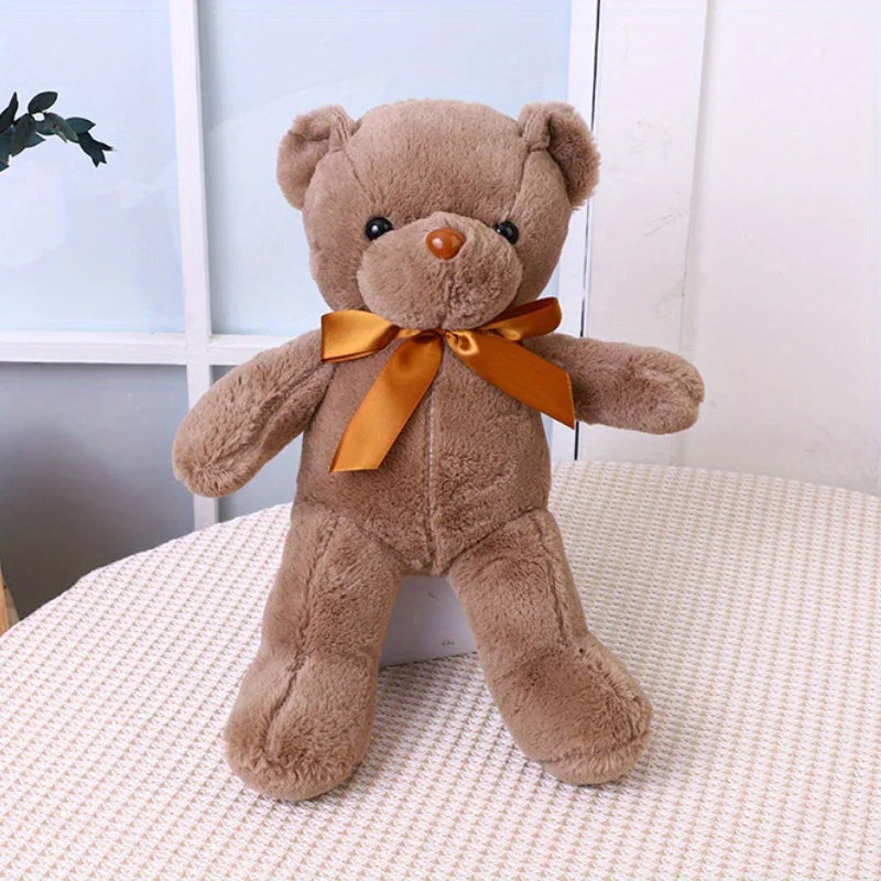 1pc Multicolored Ribbon Teddy Bear Plush Toy Soft Animal Dolls Birthday Party Wedding Home Decoration Room Decor Christmas Gift