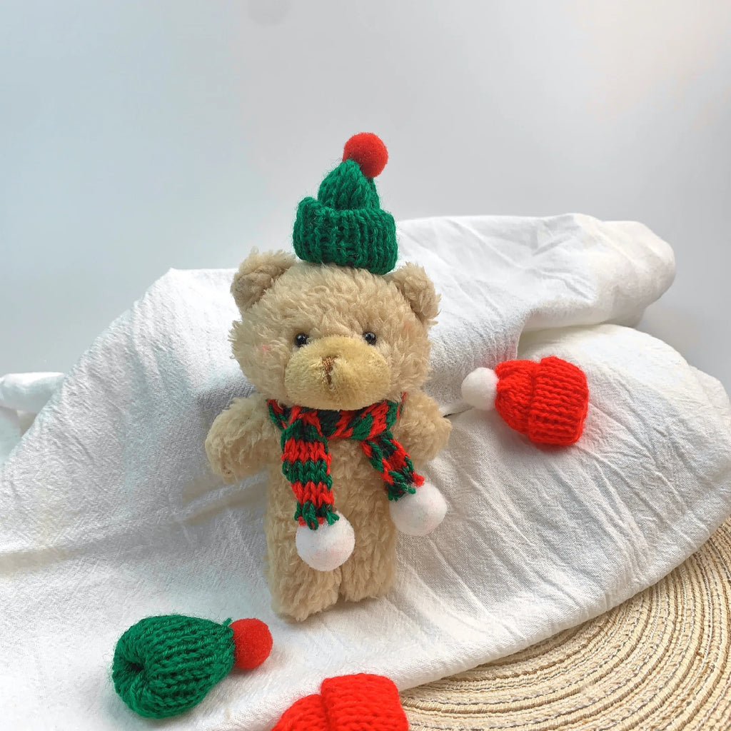 10pcs Bear Plush Toys Keychain Cute Christmas Bear Stuffed Plush Doll KeyChain Soft Backpack Keychain Girl Keyring Children Gift