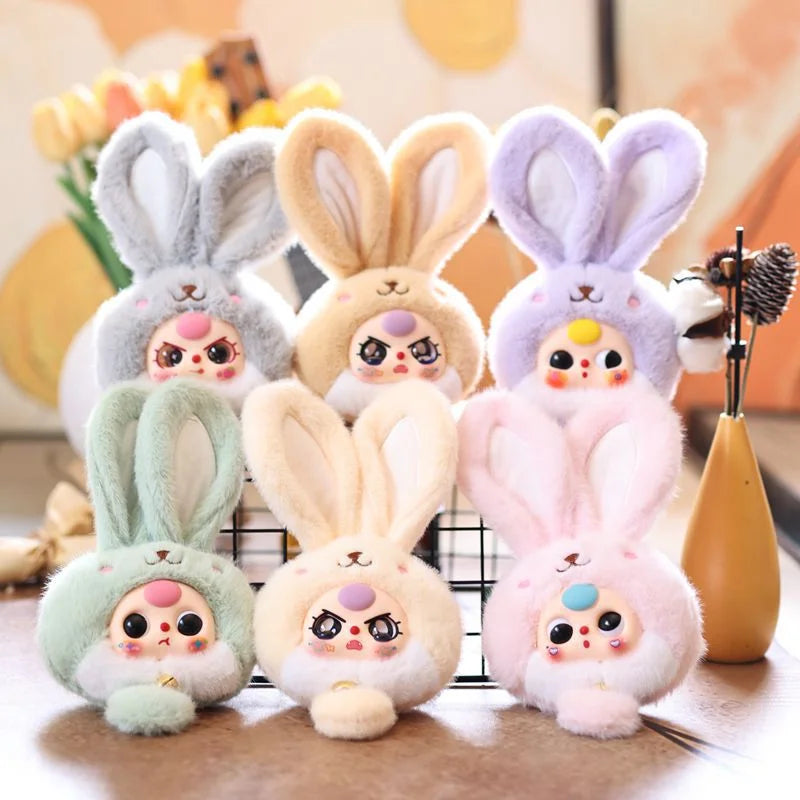 20cm Adorable Rabbit Plush Toys A Rabbit Doll with Bell Brightly Colored Vinyl Dolls Kids Toys Home Decor Girls Birthday Gifts