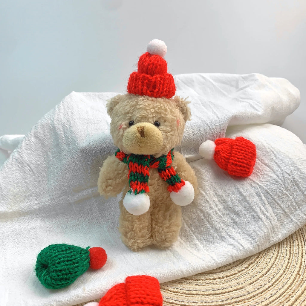 10pcs Bear Plush Toys Keychain Cute Christmas Bear Stuffed Plush Doll KeyChain Soft Backpack Keychain Girl Keyring Children Gift