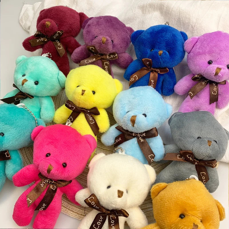 30pcs New teddy Bear Plush Doll Keychain Kawaii Colorful Bear Animal Stuffed Toys For Girl Bag Pendant Key Chain Children Gift