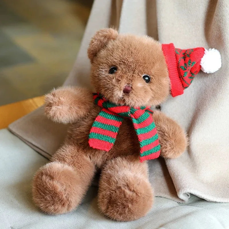 30cm New Christmas Bear Lovely Teddy Bear Shaped Pet Plush Toys Bear Animal Stuffed Pet Toy