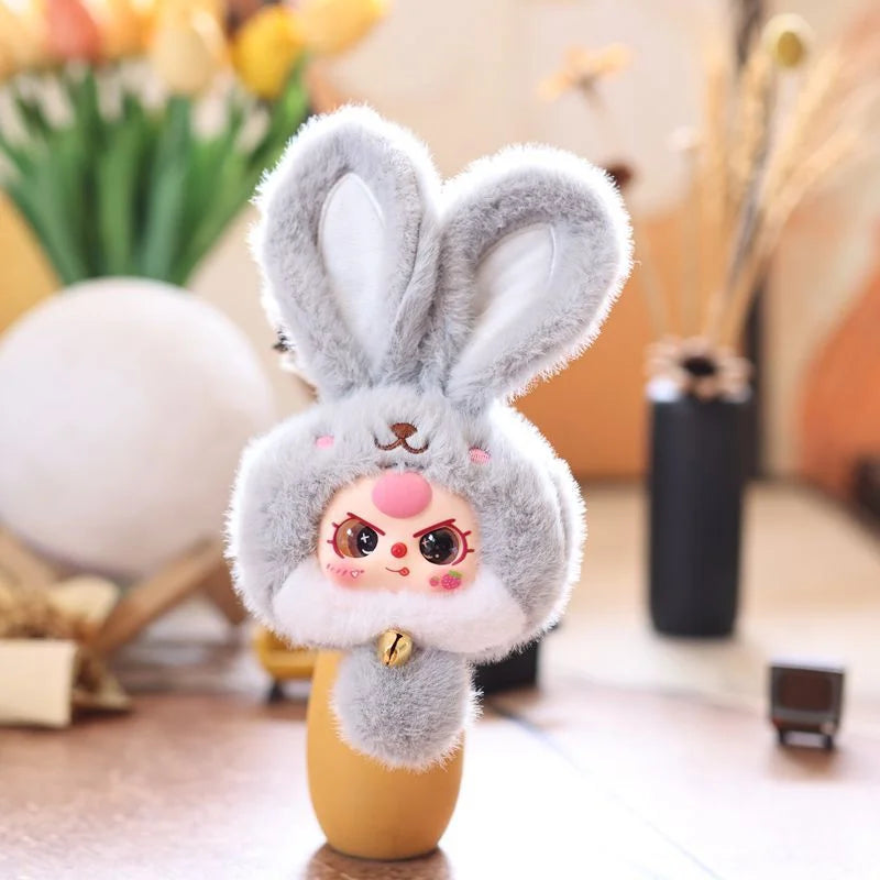 20cm Adorable Rabbit Plush Toys A Rabbit Doll with Bell Brightly Colored Vinyl Dolls Kids Toys Home Decor Girls Birthday Gifts