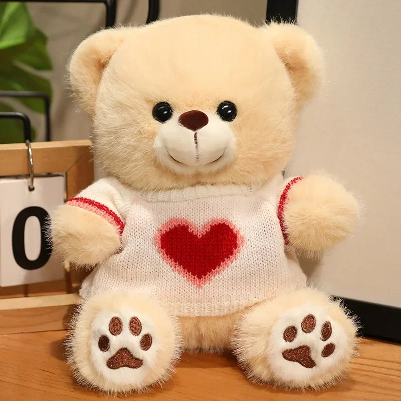 20cm Good Quality Heart Sweater Bear Plush Toys Boys Girls Lovely Cartoon Animals Stuffed Dolls  Christmas Birthday Present