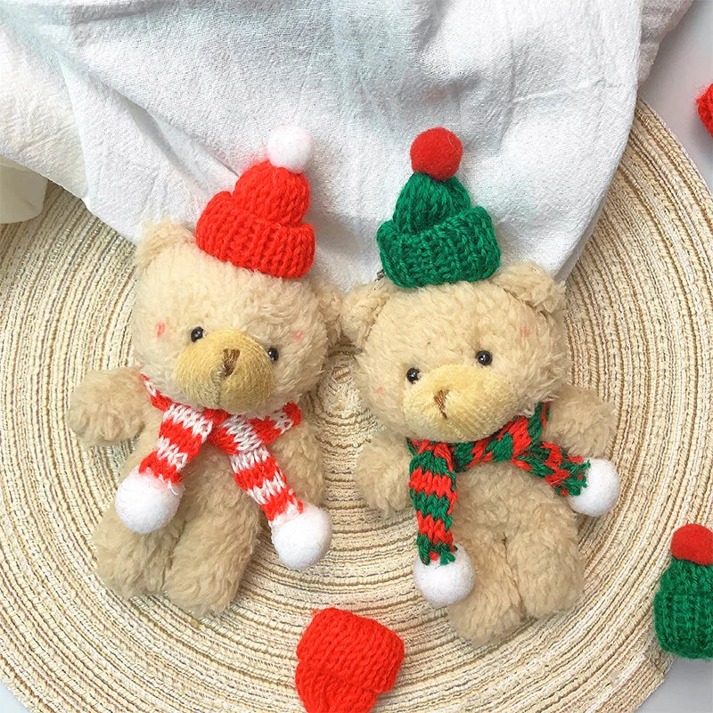 10pcs Bear Plush Toys Keychain Cute Christmas Bear Stuffed Plush Doll KeyChain Soft Backpack Keychain Girl Keyring Children Gift