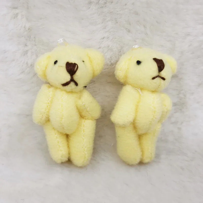 2pcs/bag 4CM Bare Bear Teddy Bear Plush Toys Simulation Cartoon Mini Articulated Bear Doll Mobile Phone Pendant Doll Kids Toys