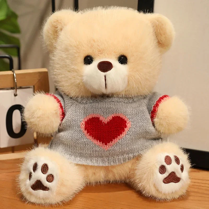 20cm Good Quality Heart Sweater Bear Plush Toys Boys Girls Lovely Cartoon Animals Stuffed Dolls  Christmas Birthday Present