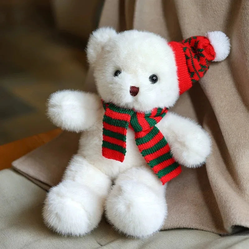 30cm New Christmas Bear Lovely Teddy Bear Shaped Pet Plush Toys Bear Animal Stuffed Pet Toy