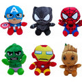 20cm Marvel Plush Toy Avengers Spider-Man Captain America Iron Man Hulk Black Panther Groot Cartoon Cute Stuffed Doll Kids Gifts