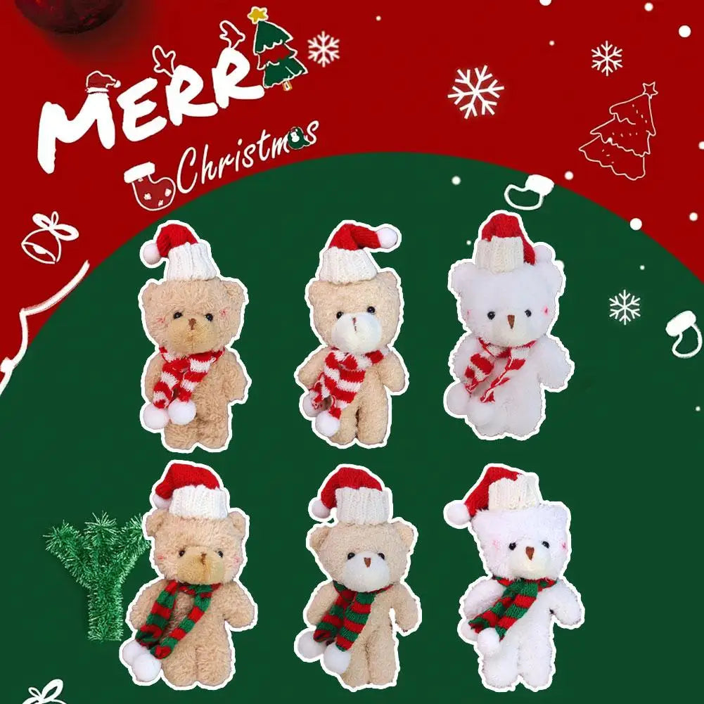 12cm Cute Blush Teddy Bear Plush Toys Cartoon Rabbit Bunny Animal Plush Stuffed Dolls Keychain Pendant Mini Christmas Bear Doll