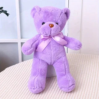 1pc Multicolored Ribbon Teddy Bear Plush Toy Soft Animal Dolls Birthday Party Wedding Home Decoration Room Decor Christmas Gift