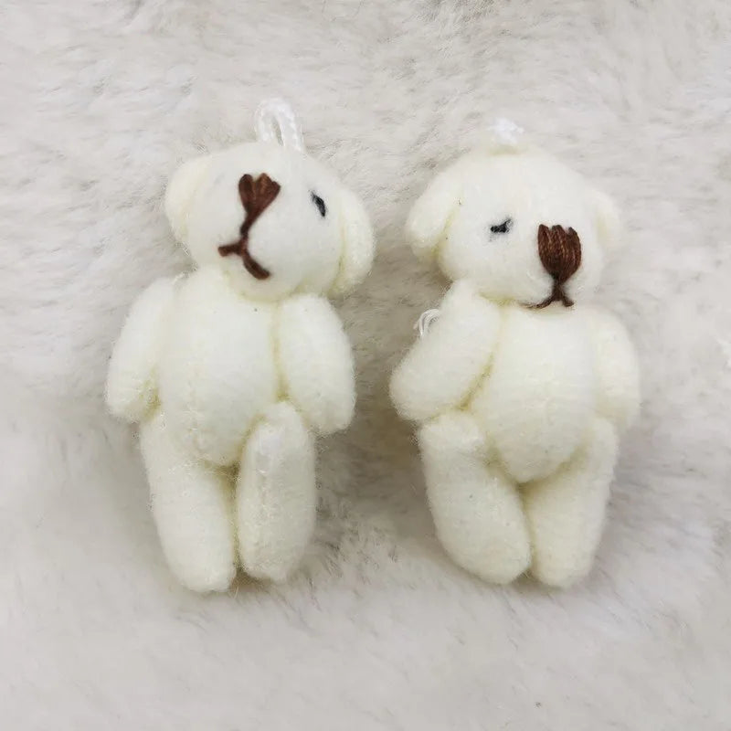 2pcs/bag 4CM Bare Bear Teddy Bear Plush Toys Simulation Cartoon Mini Articulated Bear Doll Mobile Phone Pendant Doll Kids Toys