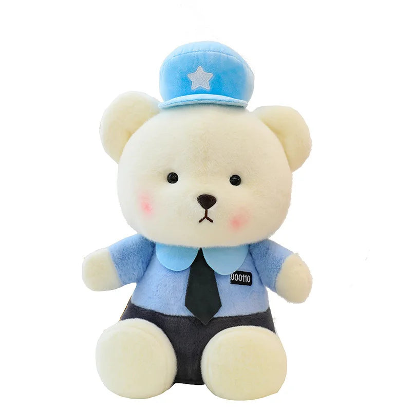 2026 New Kawaii Police Teddy Bear Plush Toy Stuffed Doll Large Pillow Cute Bear for Kids Birthday Xmas Gift Stuffed Animal
