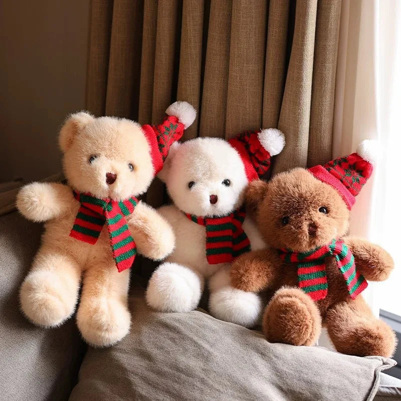 30cm New Christmas Bear Lovely Teddy Bear Shaped Pet Plush Toys Bear Animal Stuffed Pet Toy