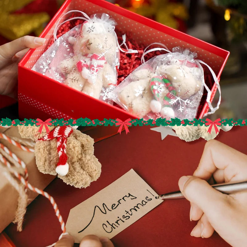 12-48Pcs Christmas Stuffed Animals Mini Teddy Bears Bulk with Organza Bags for Christmas Party