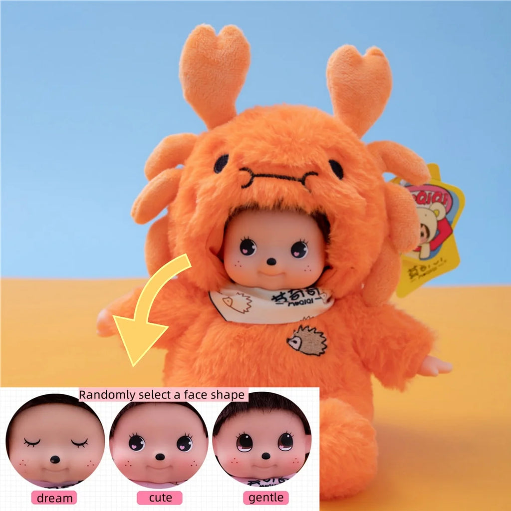18cm Mochich Vinyl Face Plush Toys Transform into Dolphin Aries Bear Crab can Take Off Hat Cute Companion Toys for Kids or Lover
