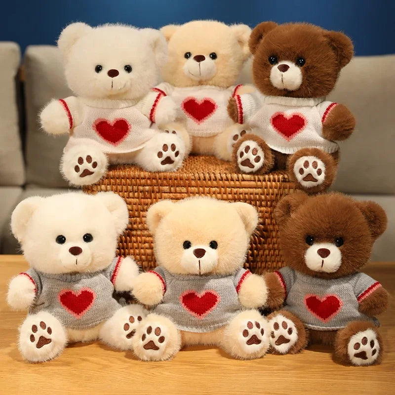 20cm Good Quality Heart Sweater Bear Plush Toys Boys Girls Lovely Cartoon Animals Stuffed Dolls  Christmas Birthday Present