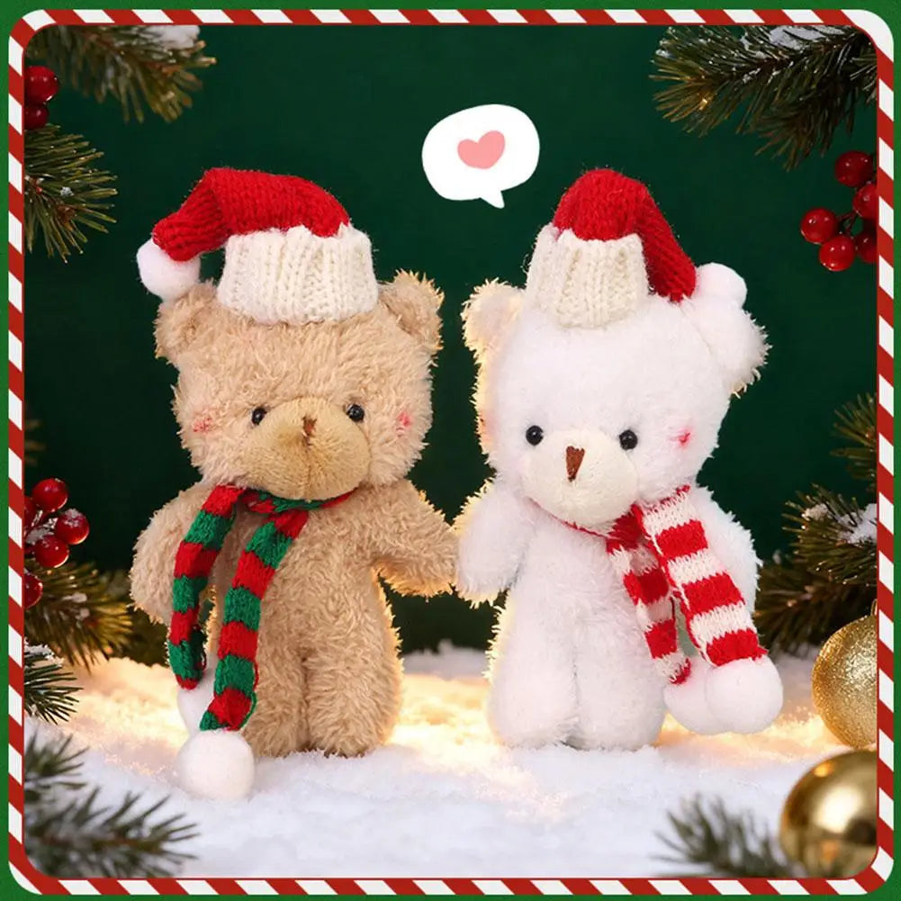 12cm Cute Blush Teddy Bear Plush Toys Cartoon Rabbit Bunny Animal Plush Stuffed Dolls Keychain Pendant Mini Christmas Bear Doll