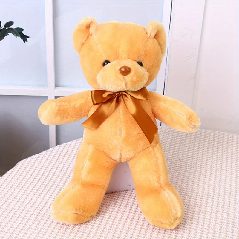 1pc Multicolored Ribbon Teddy Bear Plush Toy Soft Animal Dolls Birthday Party Wedding Home Decoration Room Decor Christmas Gift