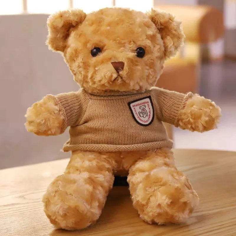 30cm Cute Teddy Bear Plush Toy Wearing Sweater Adorable Stuffed Animal with Soft Sweater Teddy Bear Perfect Gift for Kids