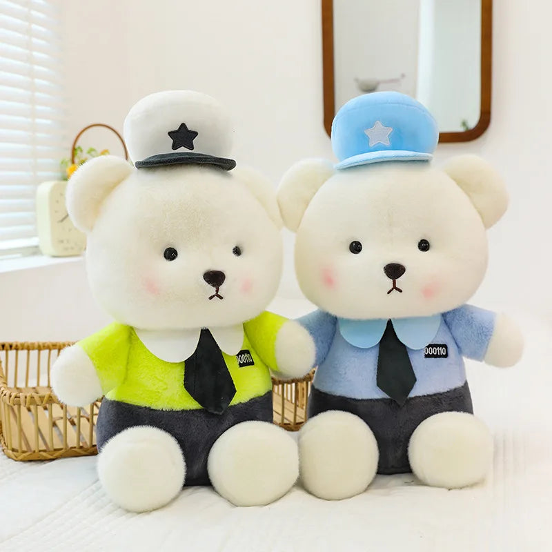 2026 New Kawaii Police Teddy Bear Plush Toy Stuffed Doll Large Pillow Cute Bear for Kids Birthday Xmas Gift Stuffed Animal
