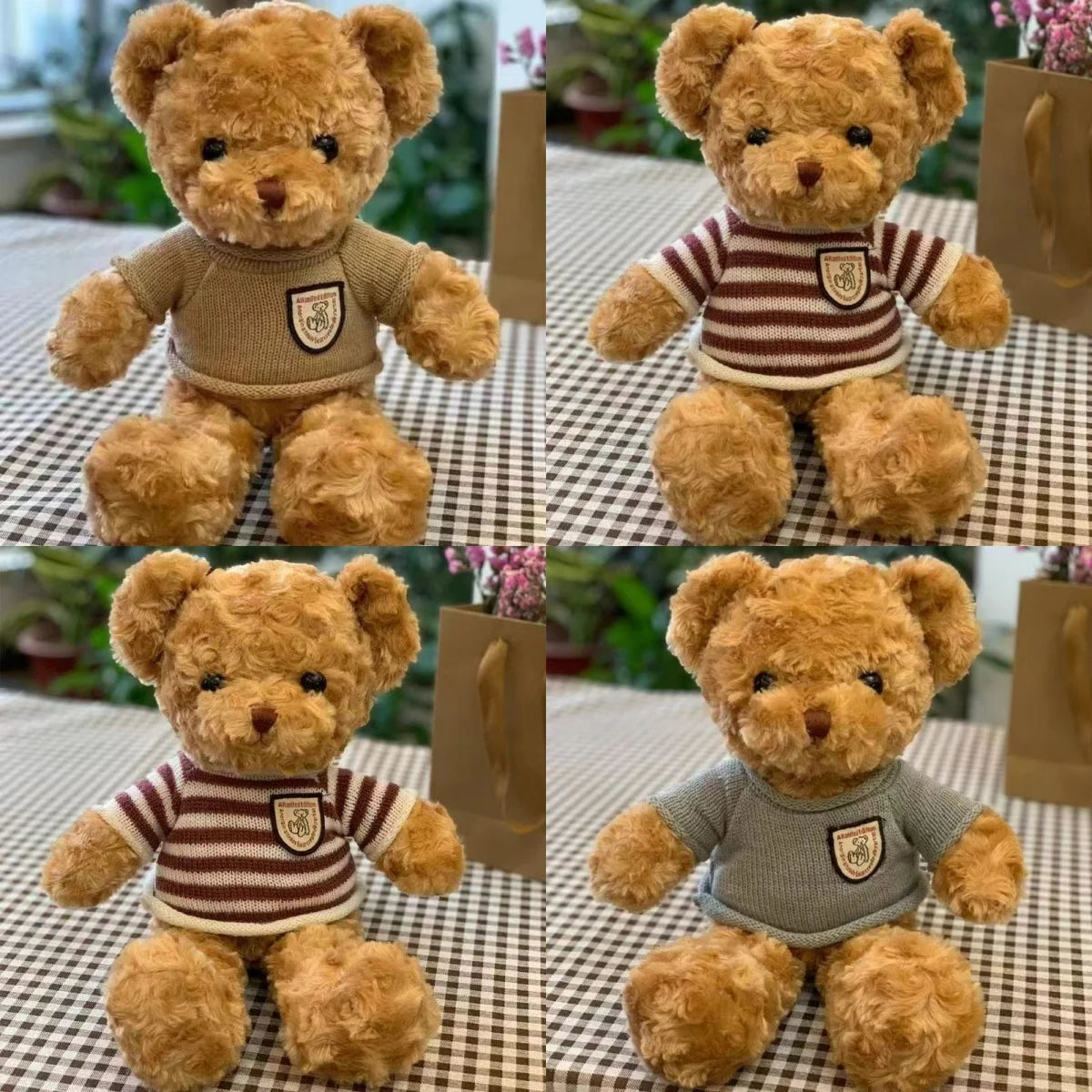 30cm Cute Teddy Bear Plush Toy Wearing Sweater Adorable Stuffed Animal with Soft Sweater Teddy Bear Perfect Gift for Kids