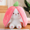 18CM Creative Carrot Strawberry Bag Transform To Rabbit Plush Toys Lovely Long Ears Bunny Stuffed Soft Doll Kawaii Kids Gifts