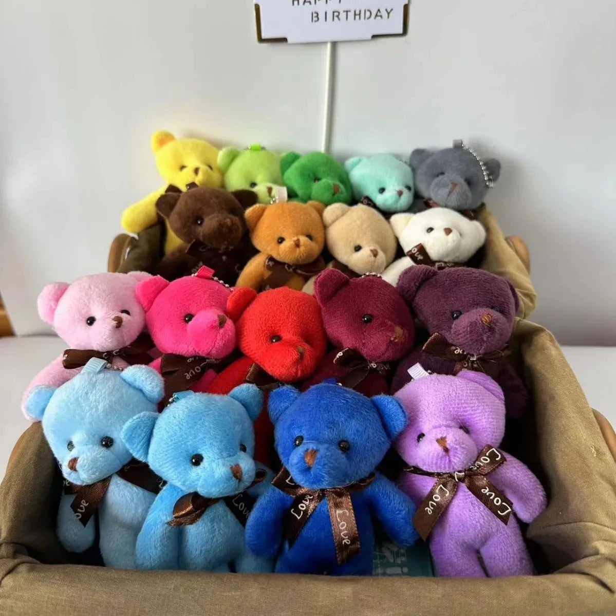 30pcs New teddy Bear Plush Doll Keychain Kawaii Colorful Bear Animal Stuffed Toys For Girl Bag Pendant Key Chain Children Gift