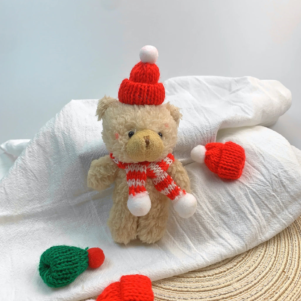 10pcs Bear Plush Toys Keychain Cute Christmas Bear Stuffed Plush Doll KeyChain Soft Backpack Keychain Girl Keyring Children Gift